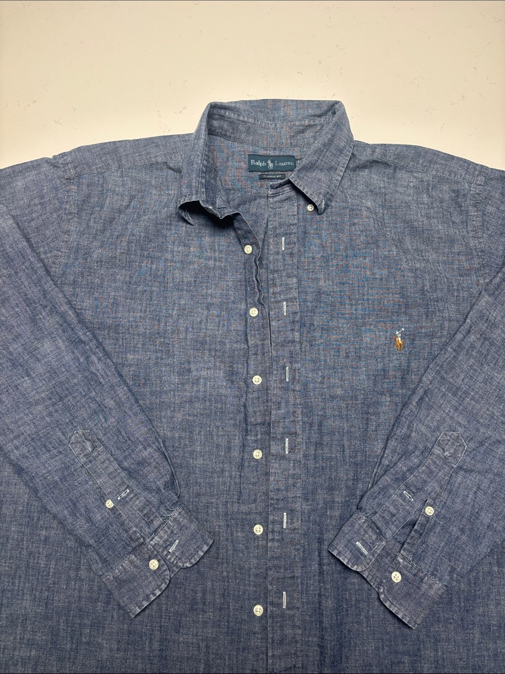 Ralph Lauren Men's Indigo Blue Button-Down Linen Shirt